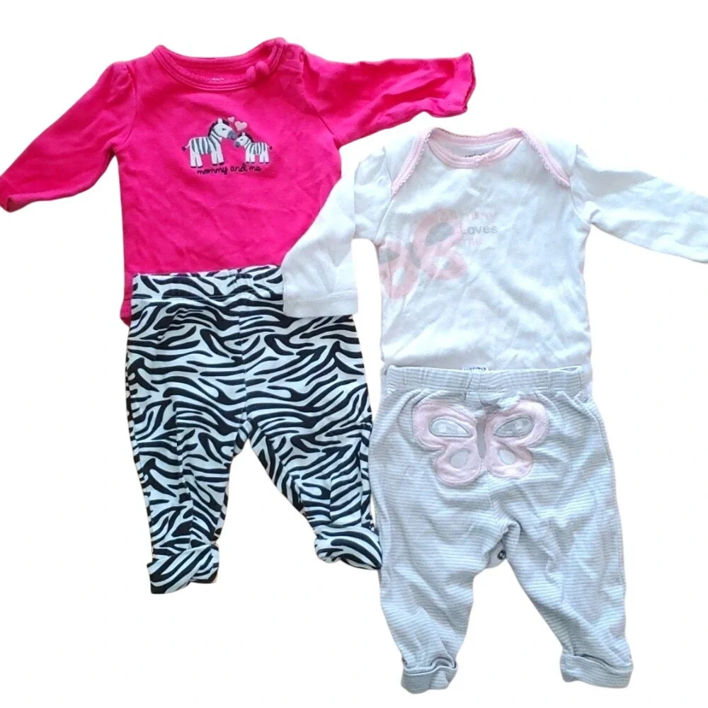 Carters Girls Mommy & Me Long Sleeve Shirts and Pants Sets‎ Zebra and Butterfly